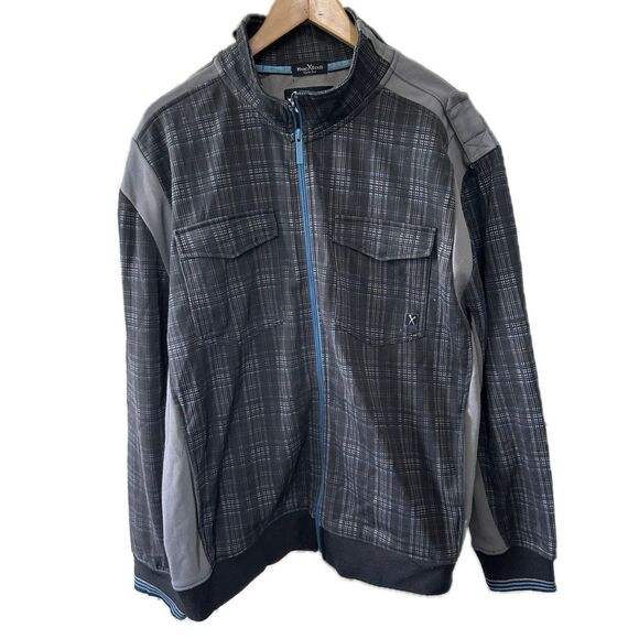 Marc Ecko Cut & Sew Men's Performance Track Field Gym Zip Up Plaid Jacket XL - Picture 1 of 7